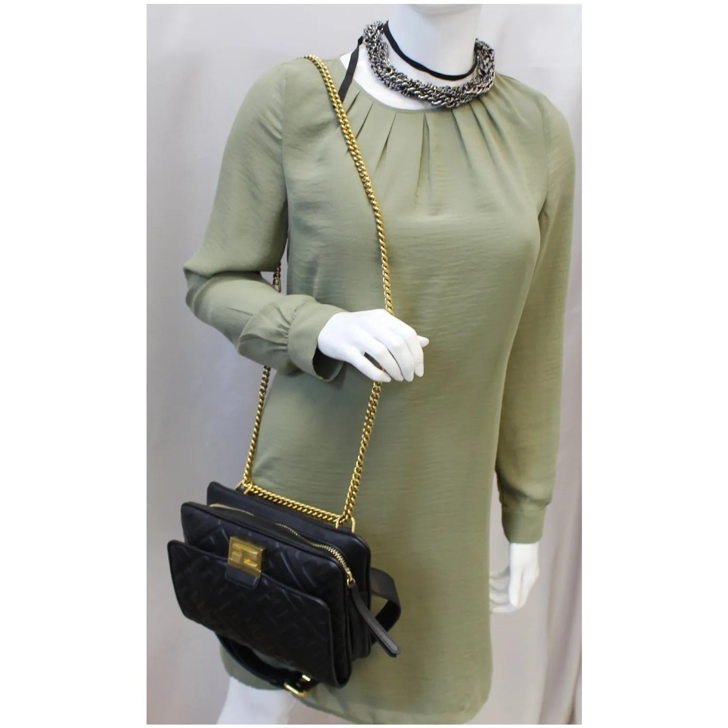 FENDI Upside Down Leather Belt Bag Black
