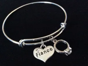 Fiancé Jewelry for the Bride To Be Silver Expandable Charm Bracelet Adjustable Wire Bangle Meaningful Wedding Shower Bridal Trendy Gift