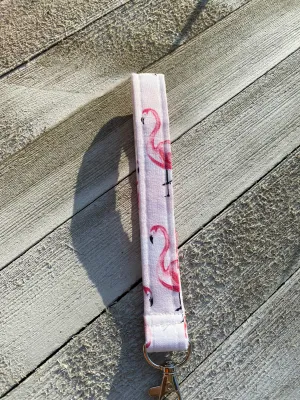 Flamingo Key Fob wristlet keychain