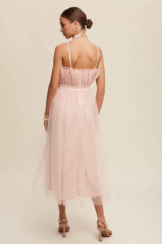 Frill Tulle Maxi Dress