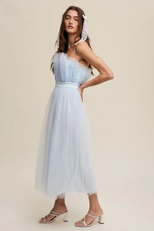 Frill Tulle Maxi Dress