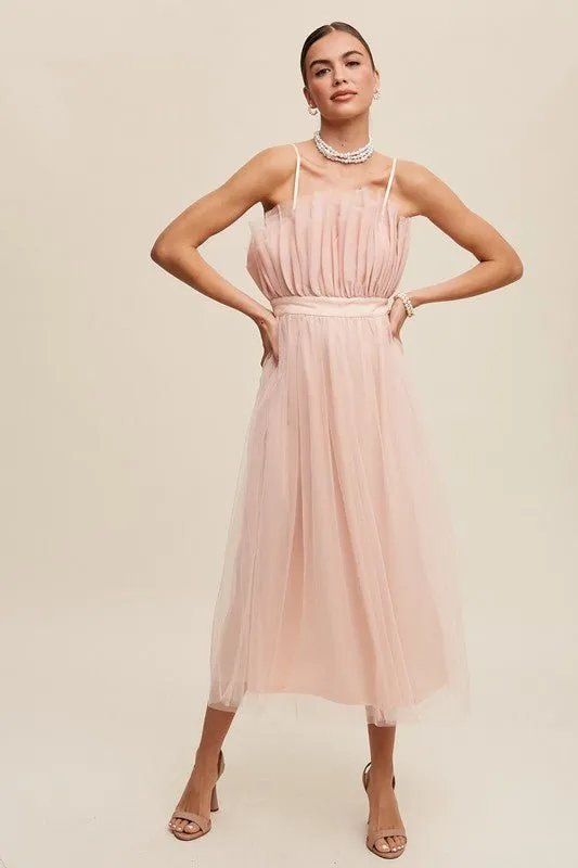 Frill Tulle Maxi Dress