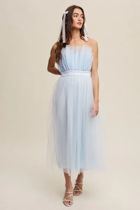 Frill Tulle Maxi Dress
