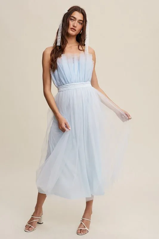 Frill Tulle Maxi Dress