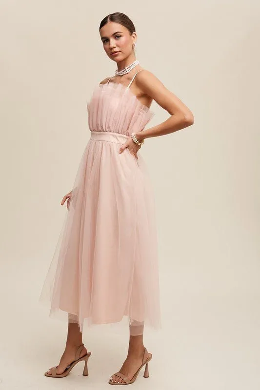Frill Tulle Maxi Dress
