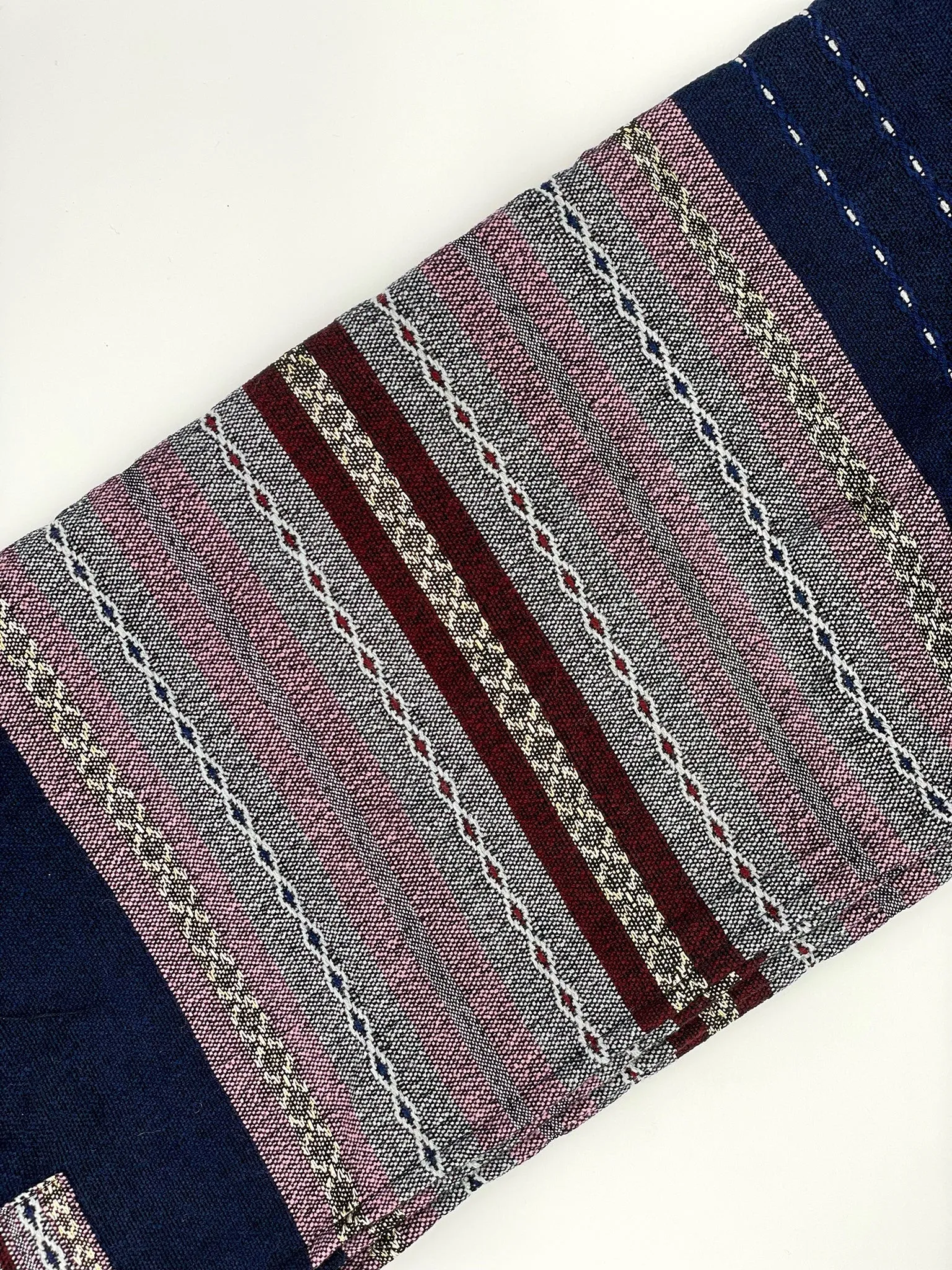 Gabrieli Premium - Wool Tallit - Lilac Purple, White, Bordeaux and Gold on Dark Blue