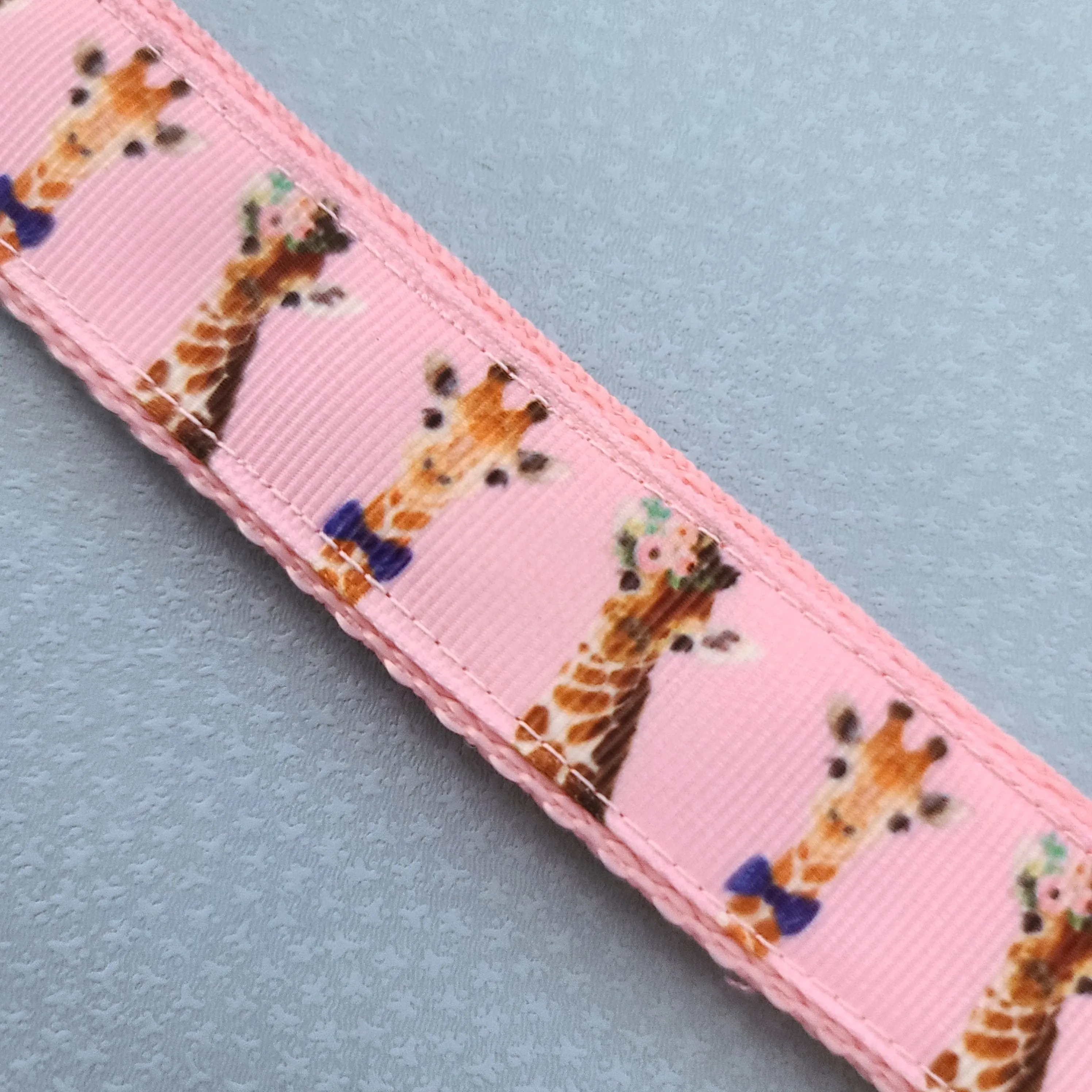 Giraffes on Pink Key Chain Fob with Enameled Giraffe charm