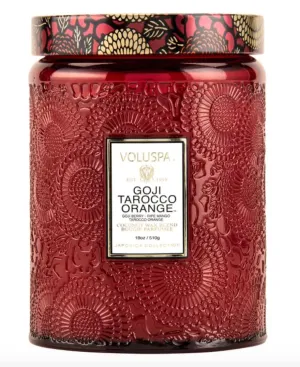 Goji Tarocco Orange Large Embossed Glass Jar