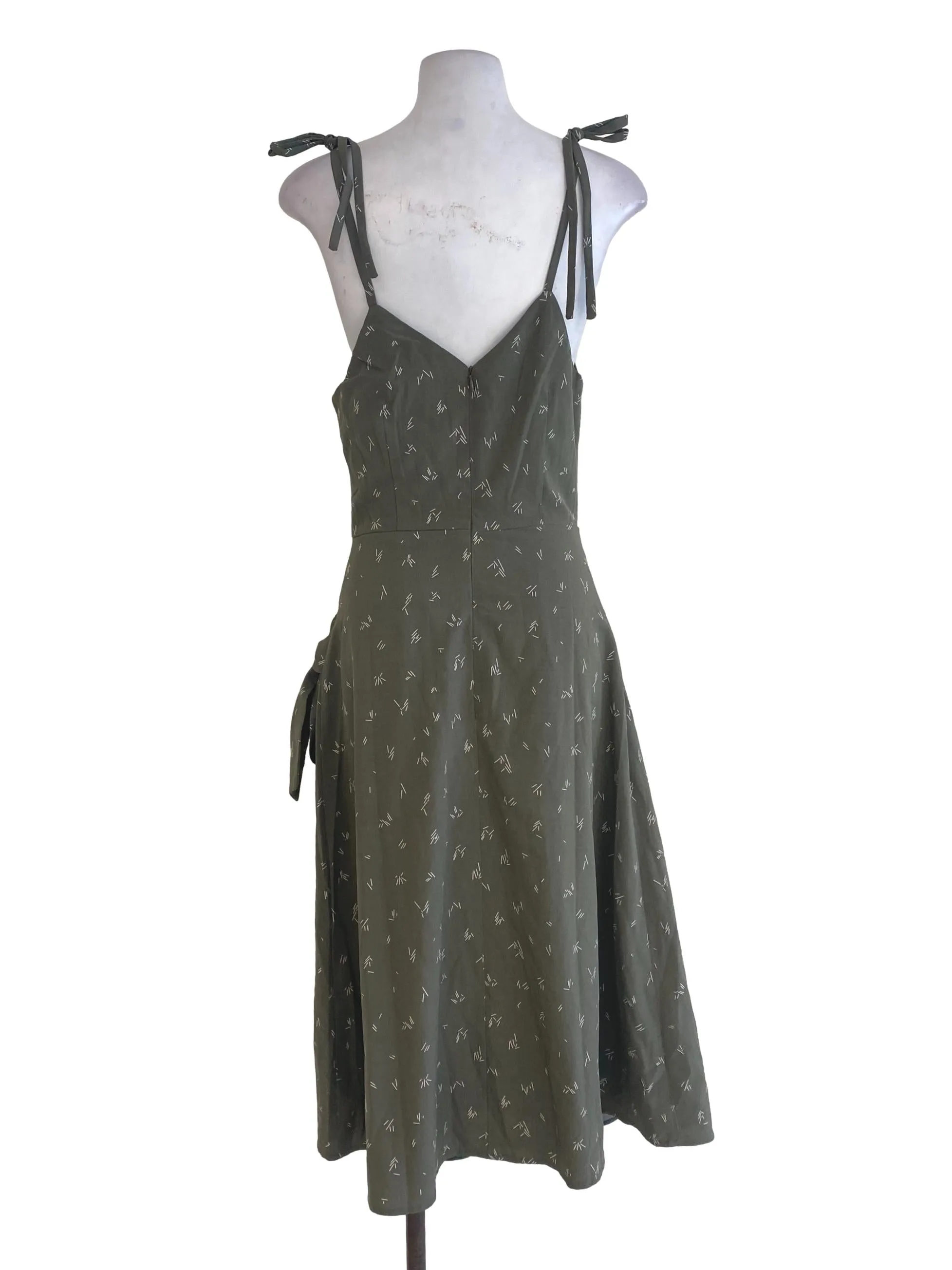 Green Patterned Wrap Dress