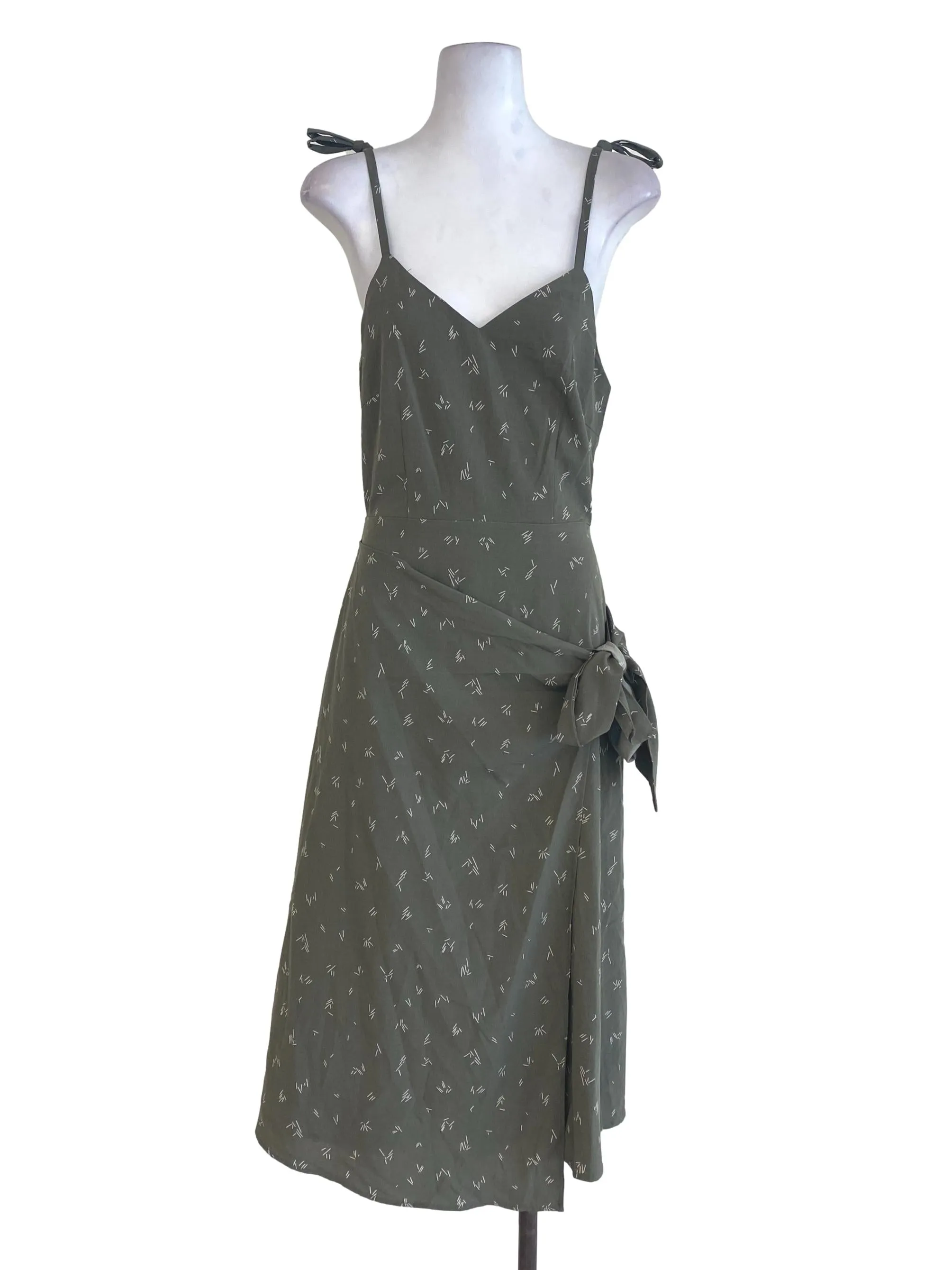 Green Patterned Wrap Dress