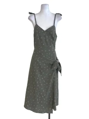 Green Patterned Wrap Dress