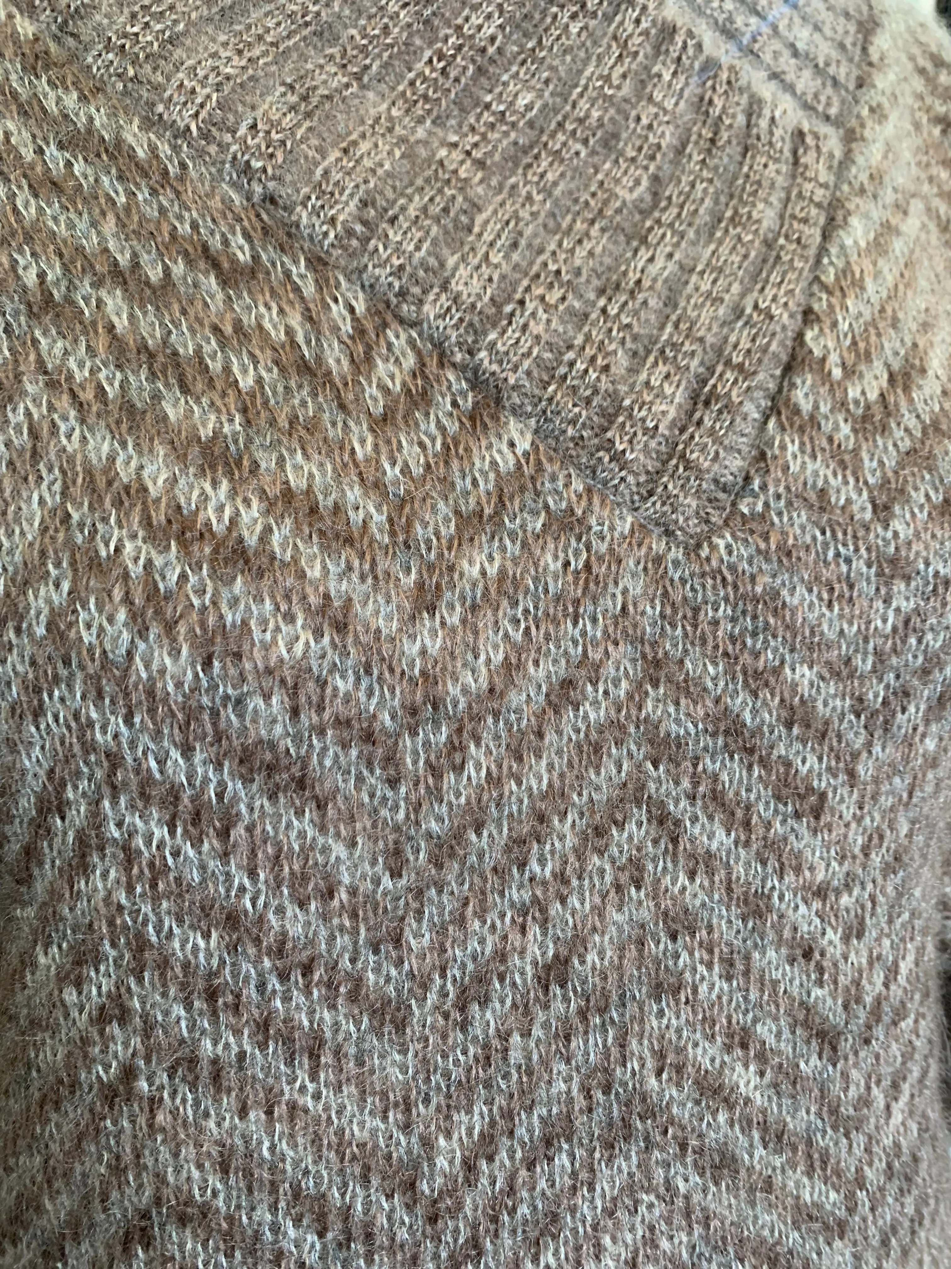 Gucci '70s Grey & Brown Chevron Alpaca Cashmere Sweater