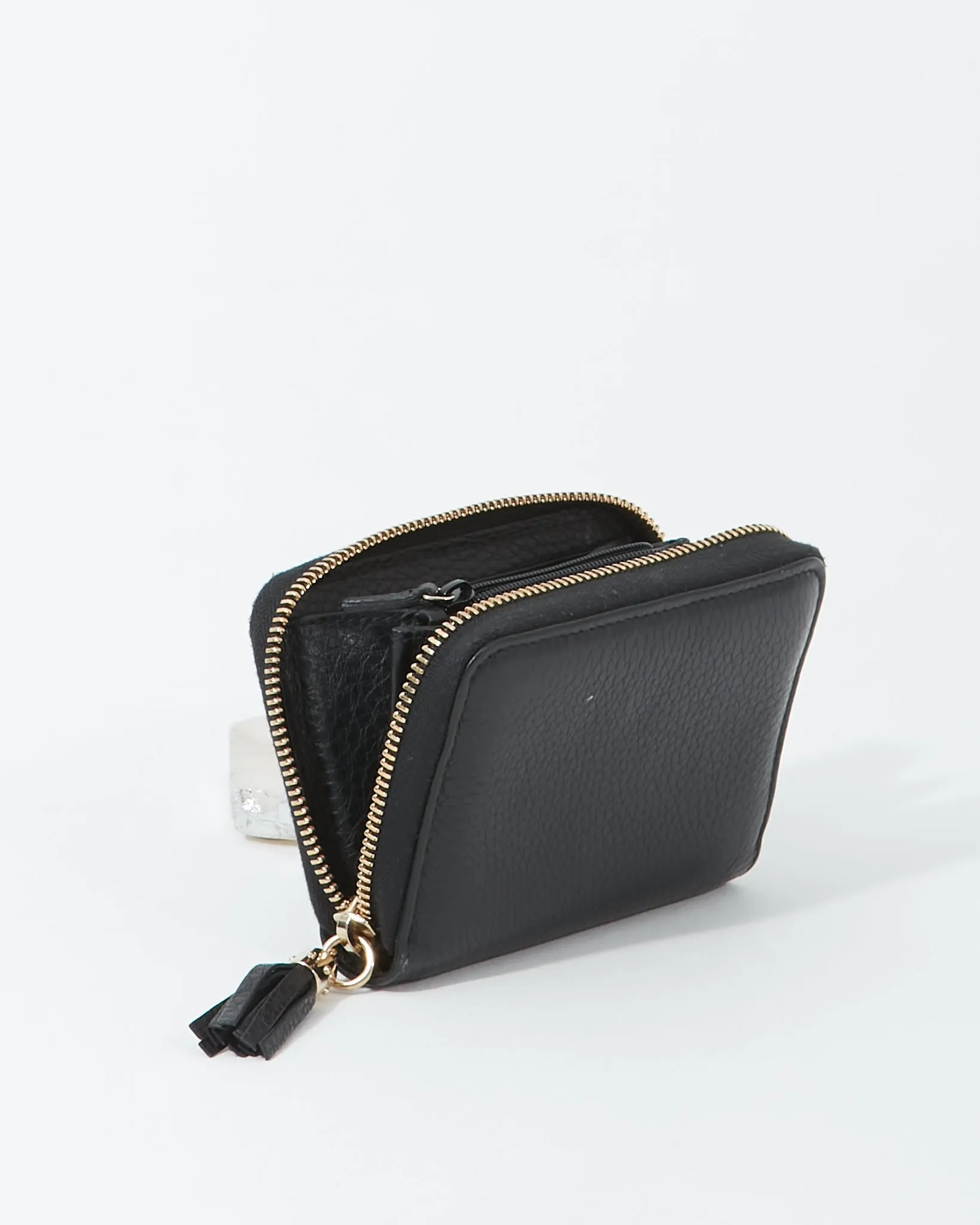 Gucci Black Pebbled Leather Small Zippy Wallet
