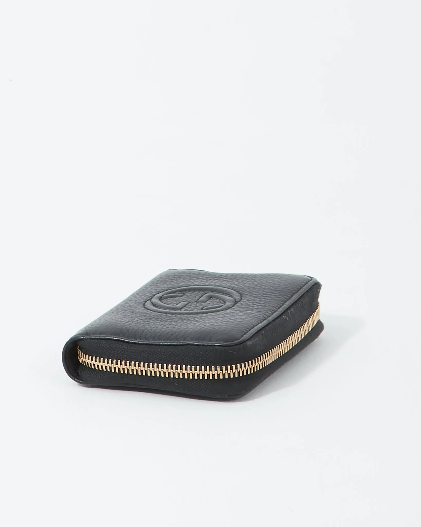 Gucci Black Pebbled Leather Small Zippy Wallet