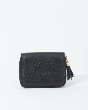 Gucci Black Pebbled Leather Small Zippy Wallet