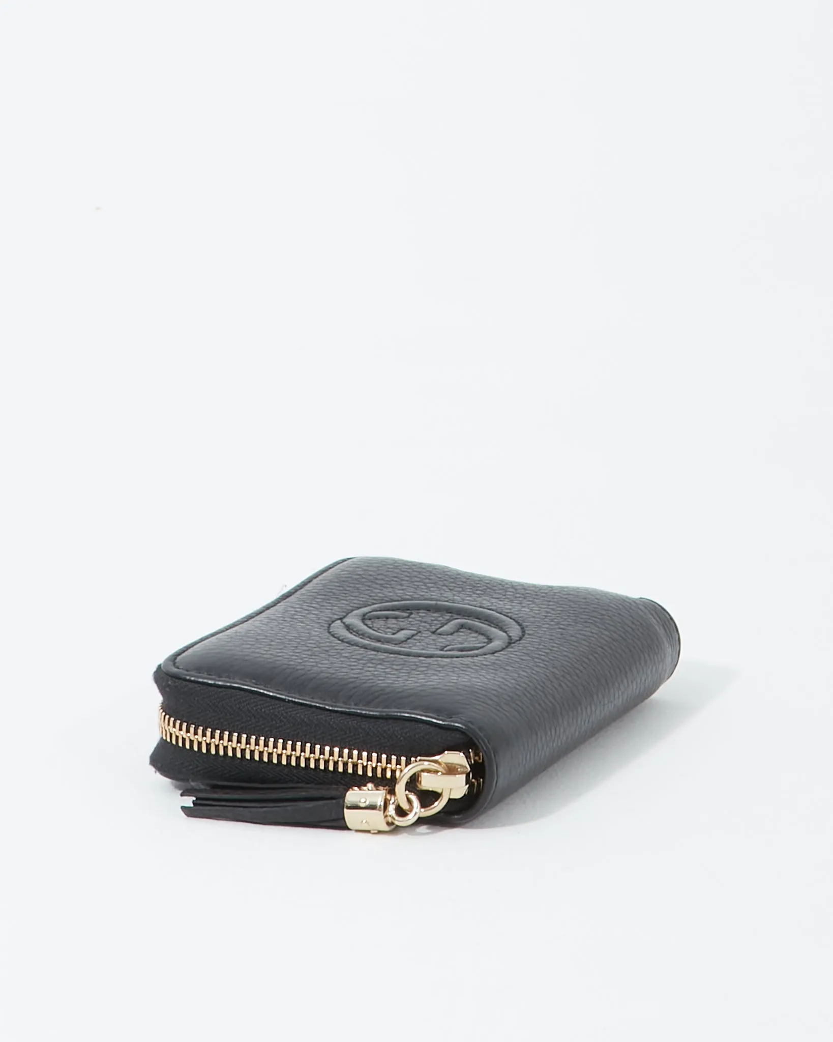 Gucci Black Pebbled Leather Small Zippy Wallet