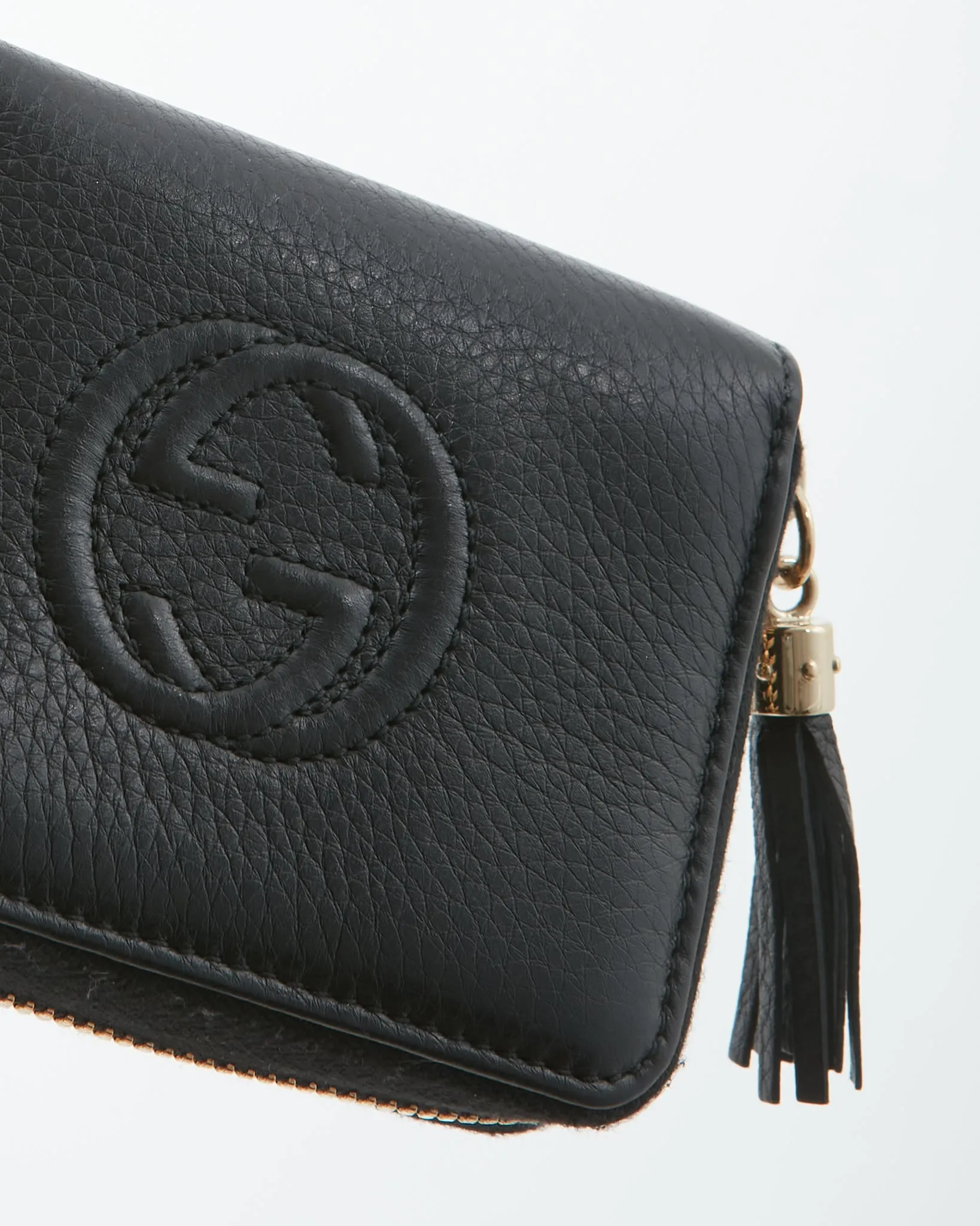 Gucci Black Pebbled Leather Small Zippy Wallet