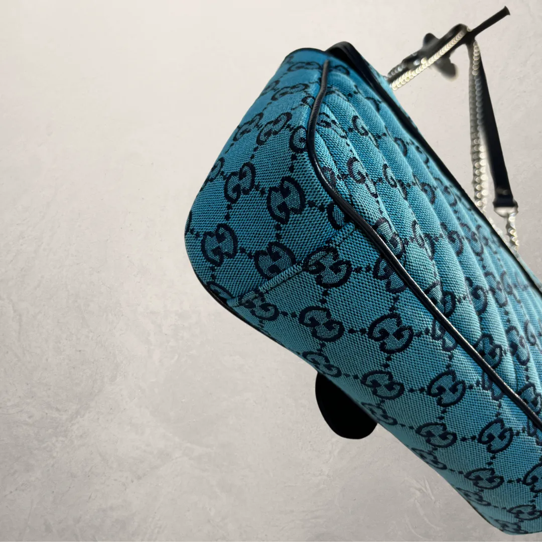 Gucci blue monogram Marmont bag- by RomaeStudios