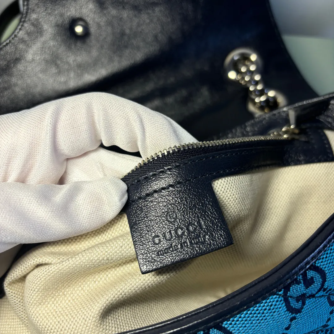 Gucci blue monogram Marmont bag- by RomaeStudios