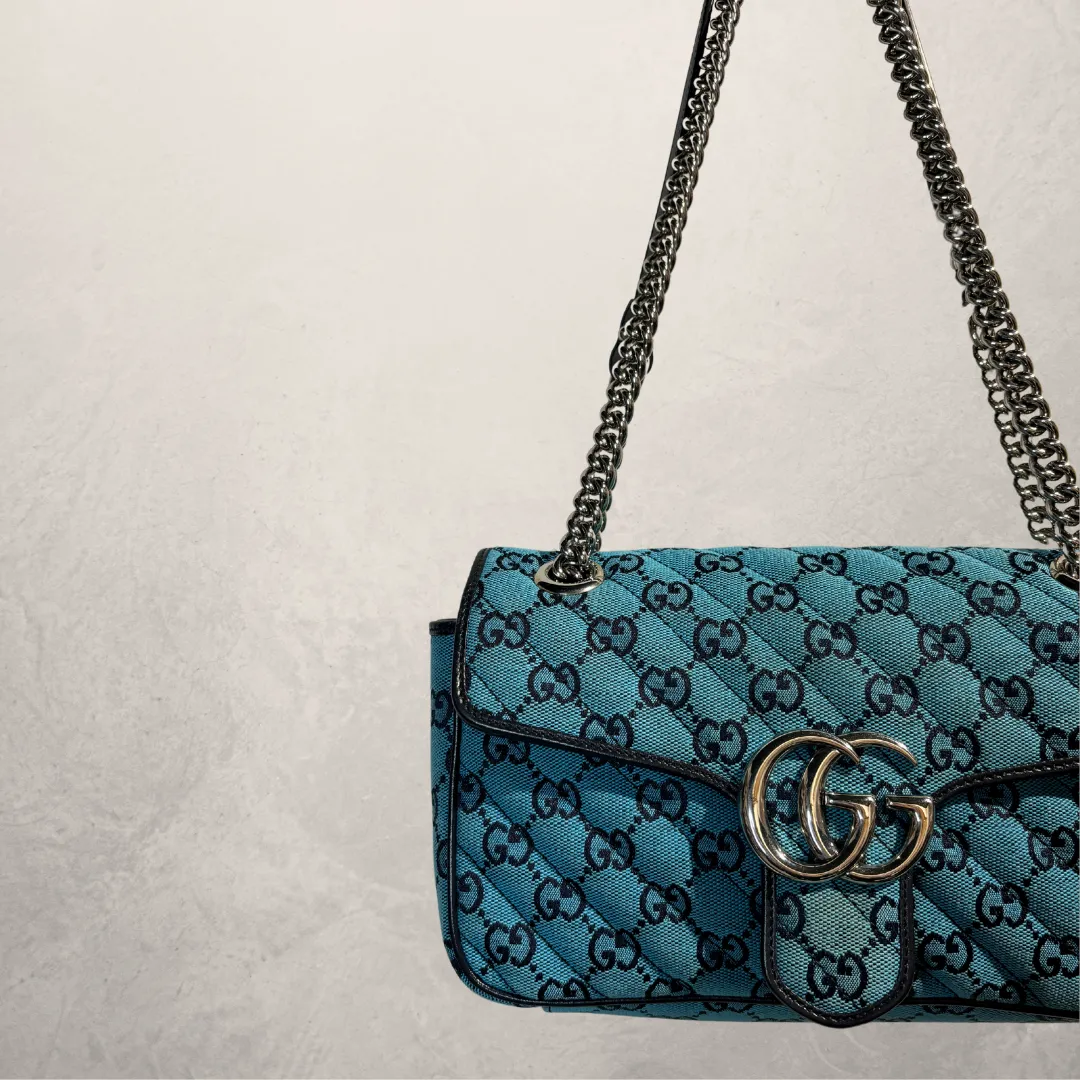 Gucci blue monogram Marmont bag- by RomaeStudios