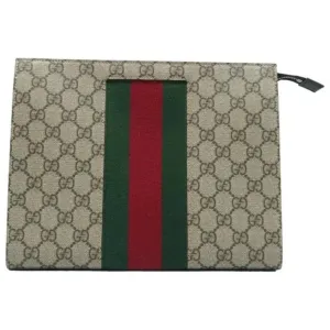 GUCCI Brown GG Canvas Clutch Bag