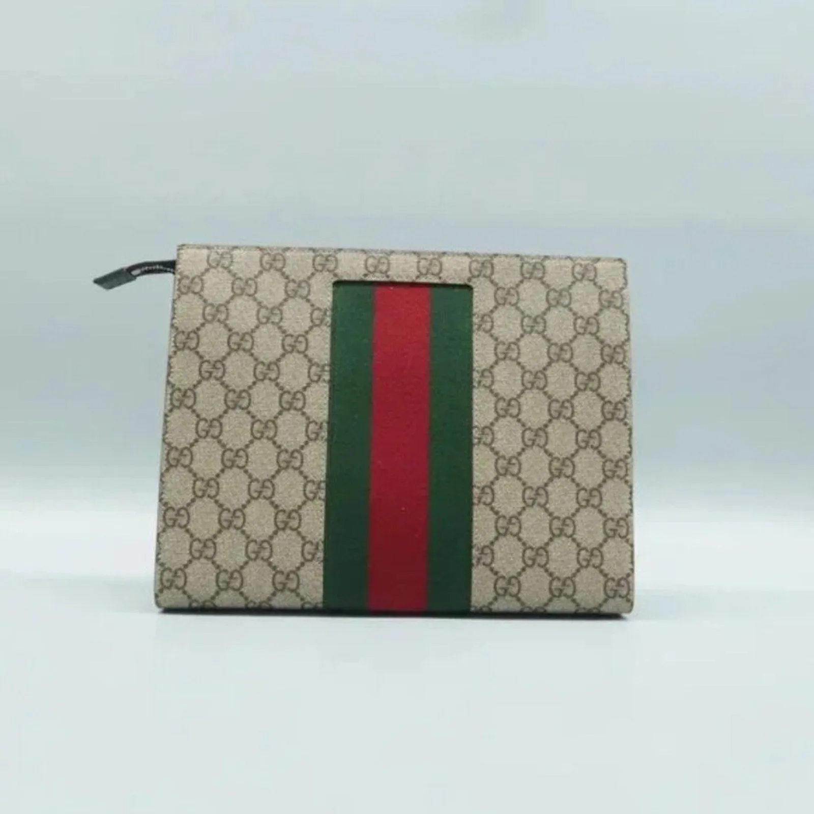 GUCCI Brown GG Canvas Clutch Bag