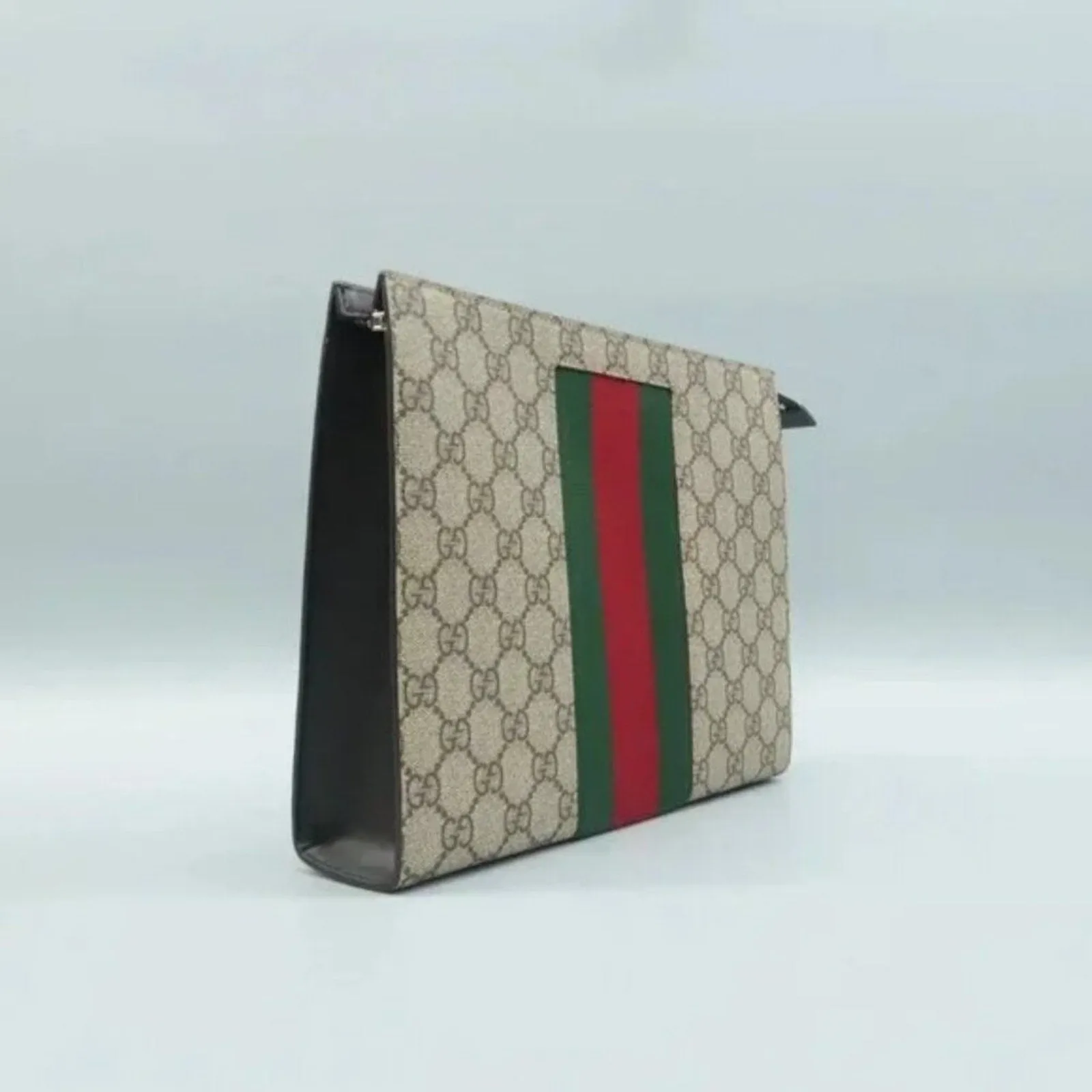 GUCCI Brown GG Canvas Clutch Bag