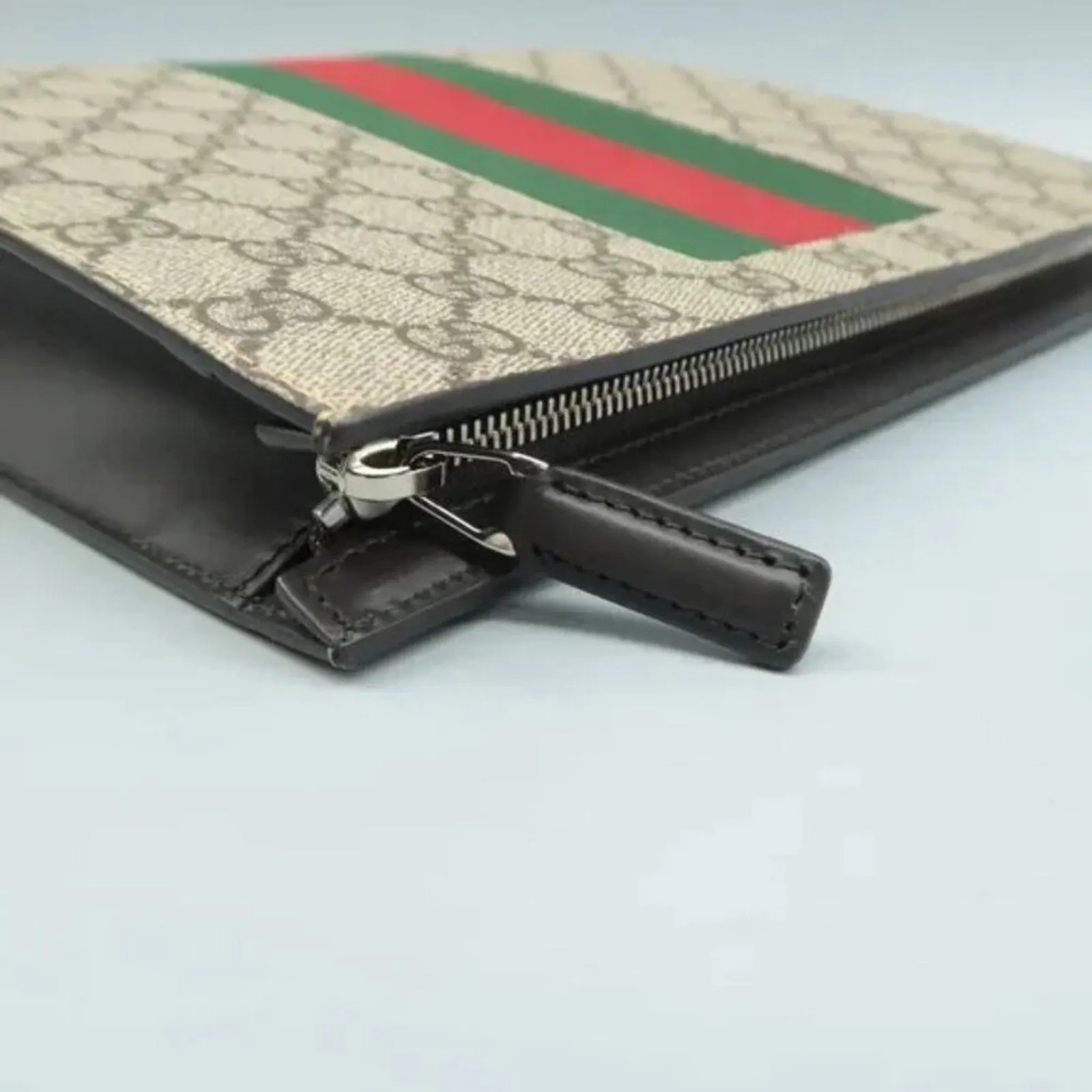 GUCCI Brown GG Canvas Clutch Bag