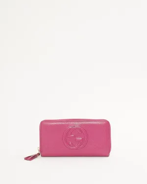 Gucci Fuchsia Leather Soho Zippy Wallet