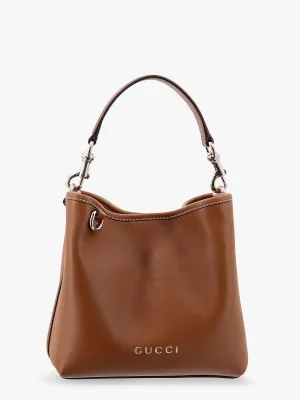 Gucci Gg Emblem Leather Bucket Bag With Frontal Logo