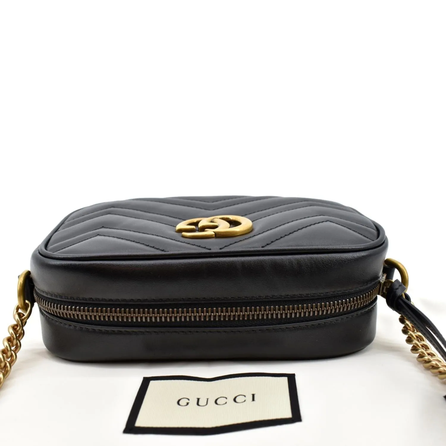 GUCCI GG Marmont Mini Calfskin Matelasse Crossbody Bag Black 634785