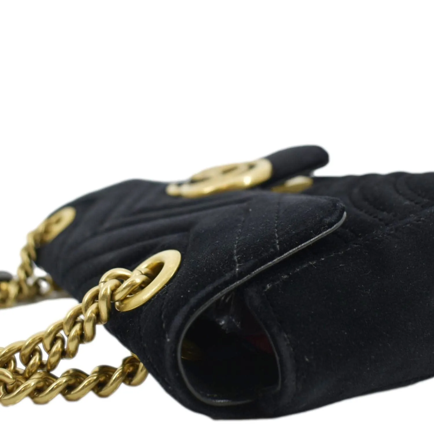 GUCCI GG Marmont Velvet Crossbody Bag Black 446744