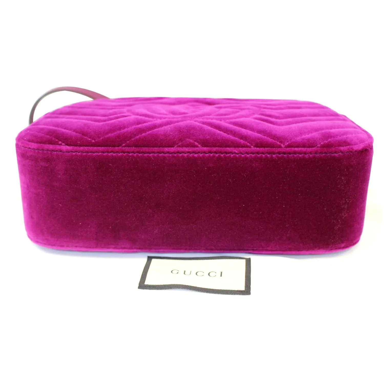 GUCCI GG Marmont Velvet Small Crossbody Bag Plum