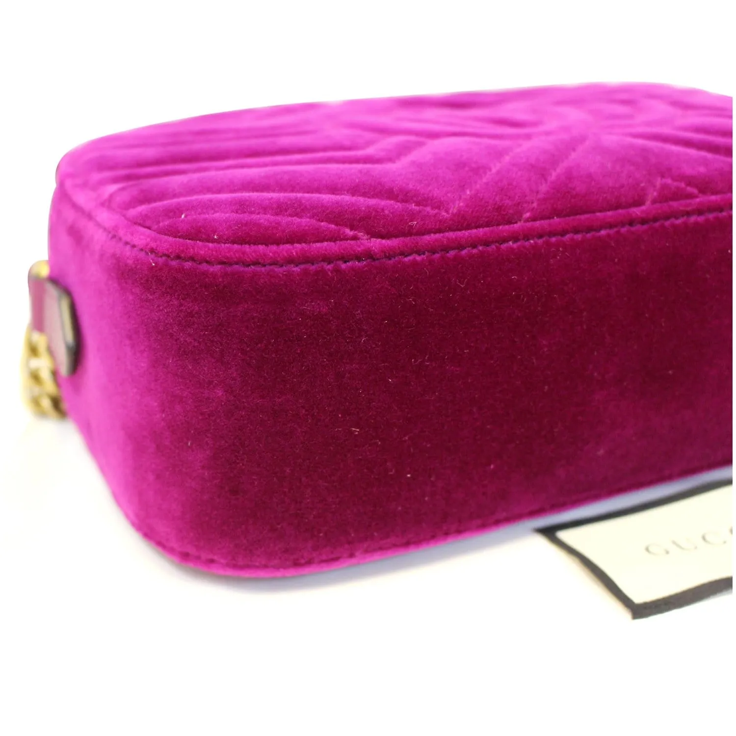 GUCCI GG Marmont Velvet Small Crossbody Bag Plum