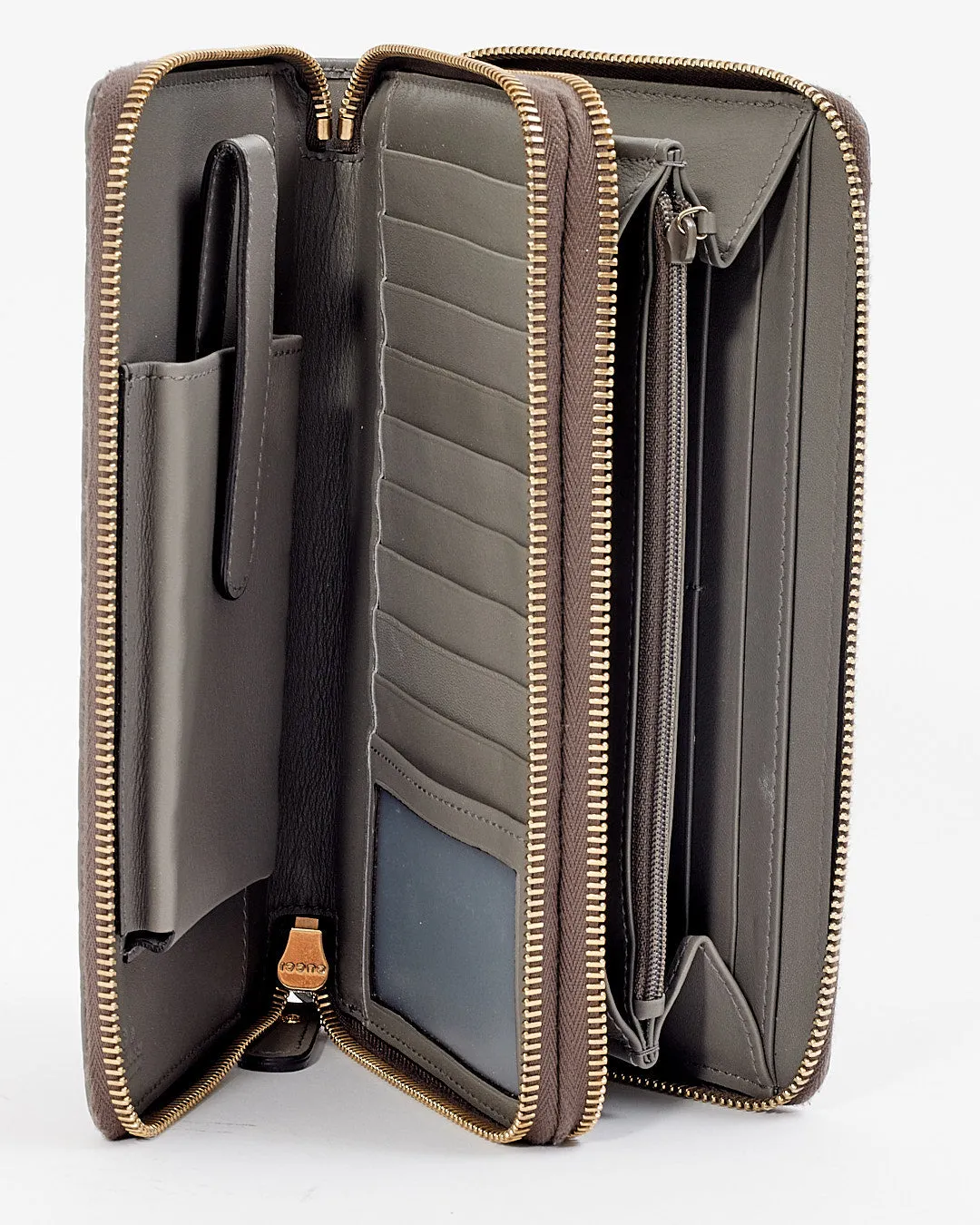 Gucci Grey Micro Guccissima Leather Organizer Wallet