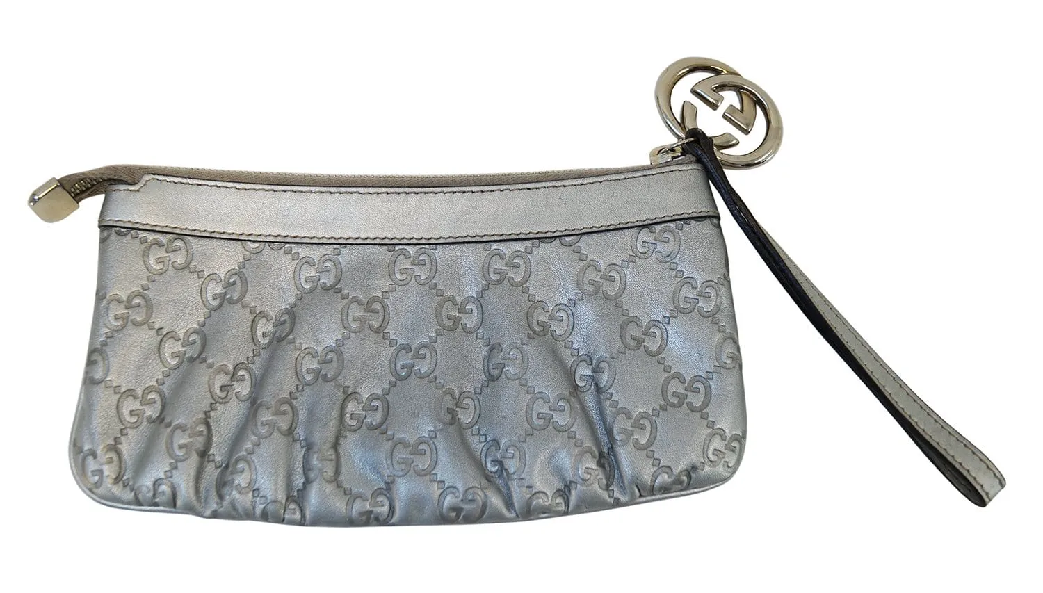 GUCCI Guccissima Interlocking G Wristlet Silver