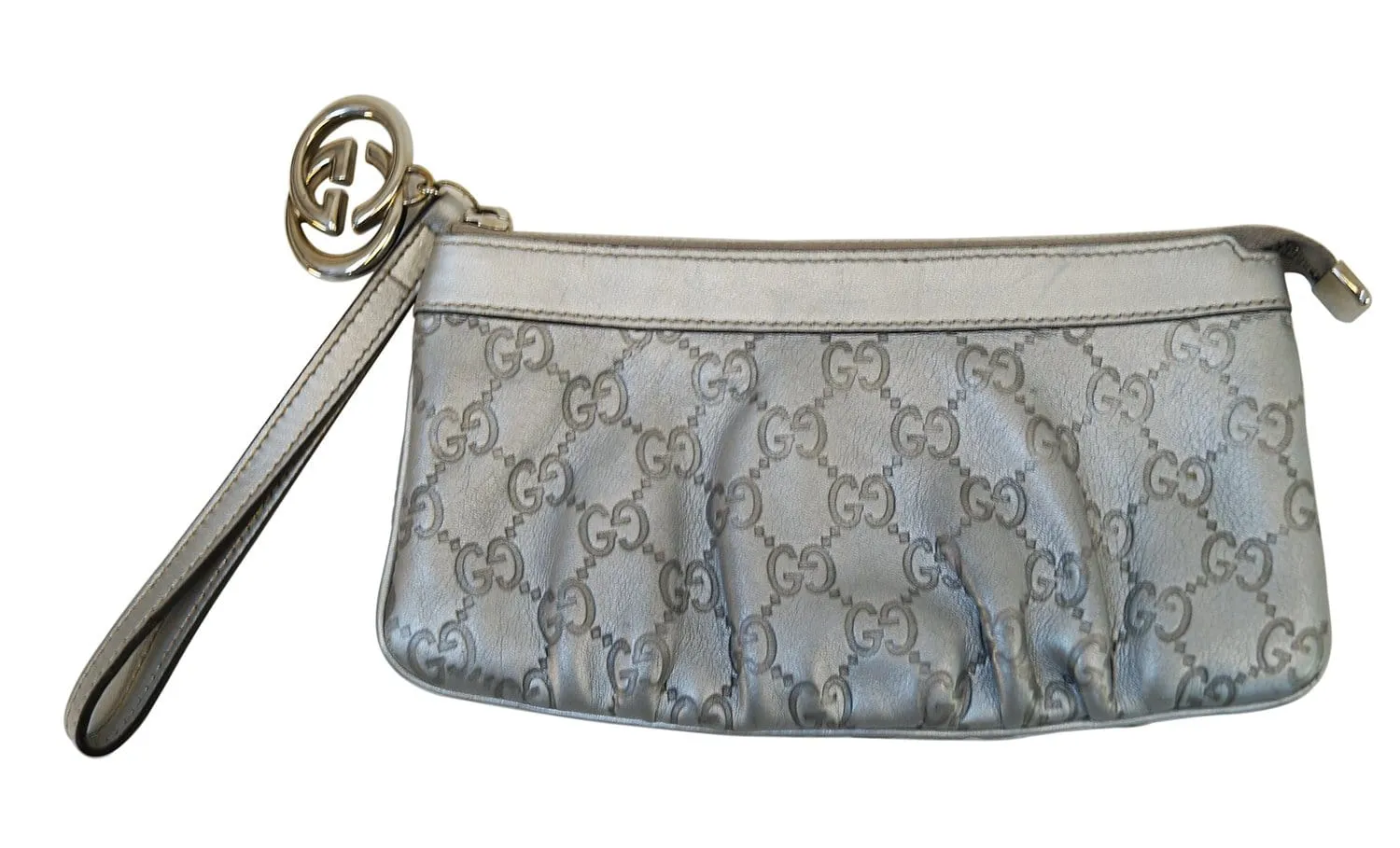 GUCCI Guccissima Interlocking G Wristlet Silver