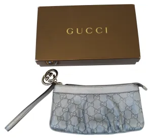 GUCCI Guccissima Interlocking G Wristlet Silver