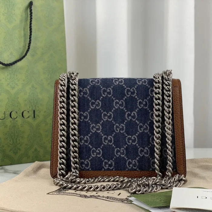 Gucci Mini Dionysus Shoulder Bag in Blue Denim