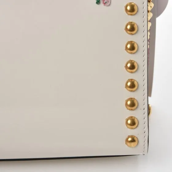 Gucci Small Floral Embroidered Padlock Shoulder Bag in White