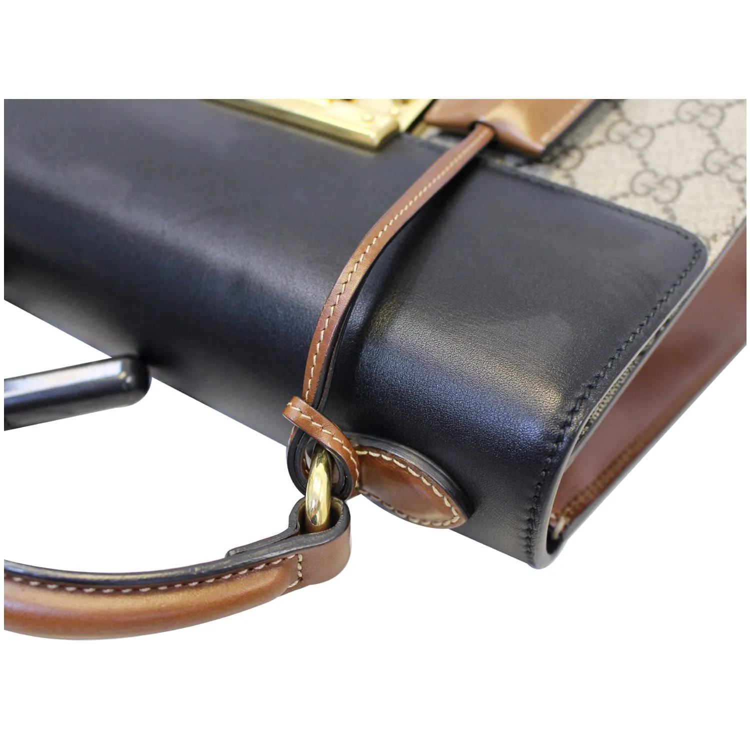 GUCCI Small Padlock GG Supreme Monogram Top Handle Crossbody Bag