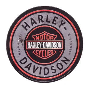 H-D BAR & SHIELD TIN SIGN - ROUND