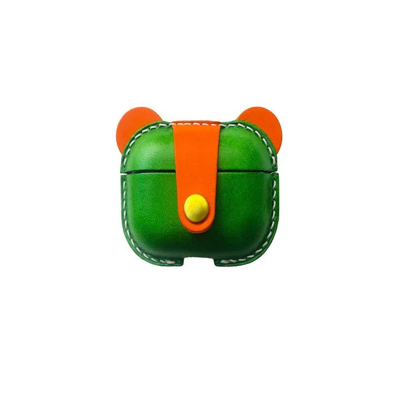Handmade Green Leather AirPods Pro Case with Wristlet Strap Custom Leather AirPods Pro Case Airpod Case Cover