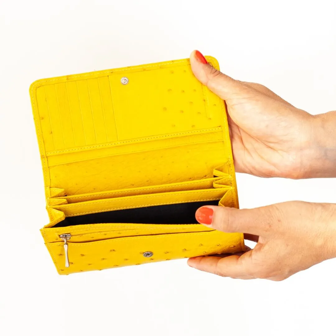 Handmade Ladies Zip Wallet Genuine Ostrich