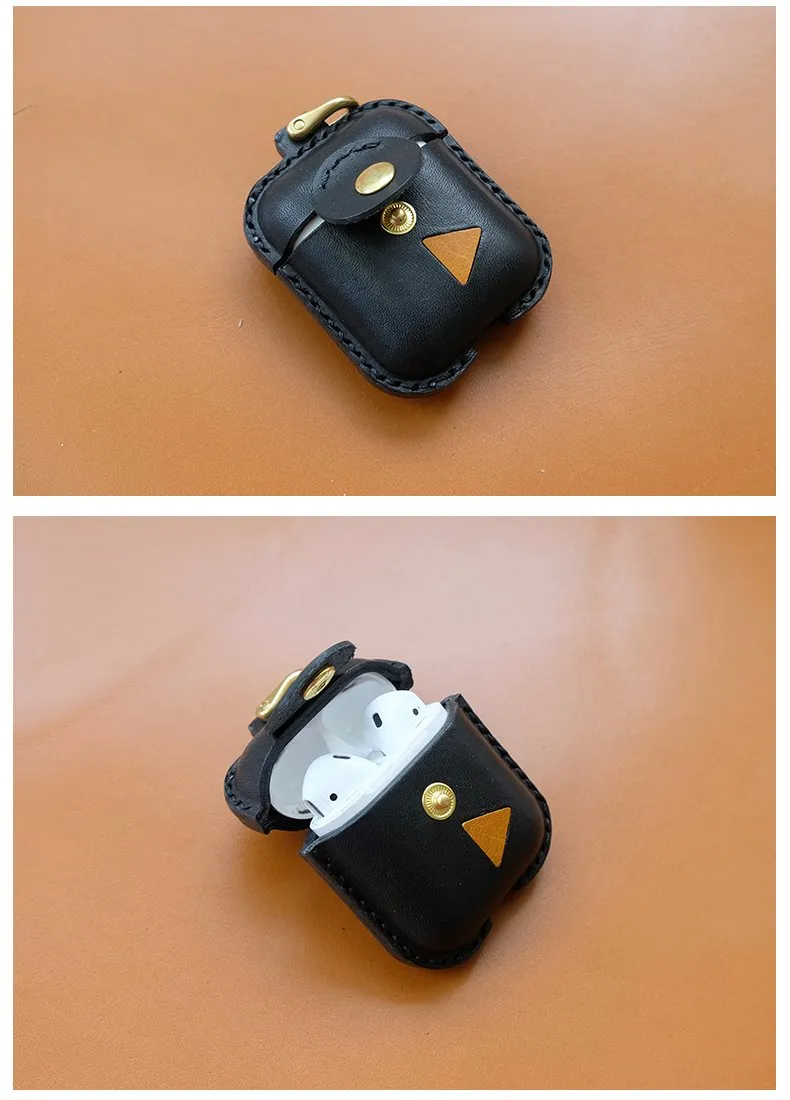 Handmade Leather AirPods 1,2 Cases with Wristlet Strap Leather AirPods Cases Airpod Case Cover