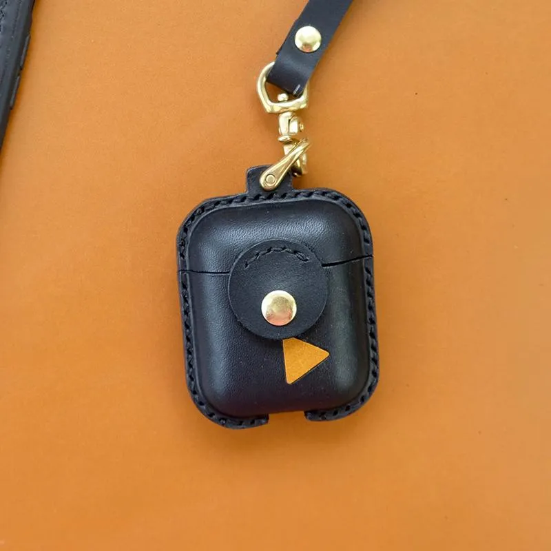 Handmade Leather AirPods 1,2 Cases with Wristlet Strap Leather AirPods Cases Airpod Case Cover