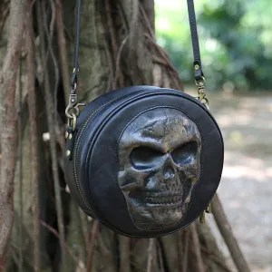 Handmade Tanned Leather Skull Embossed Shoulder Bag