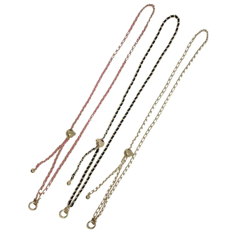 Hands-Free Cellphone Leather & Metal Chain Shoulder Strap