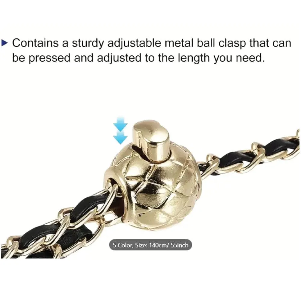Hands-Free Cellphone Leather & Metal Chain Shoulder Strap