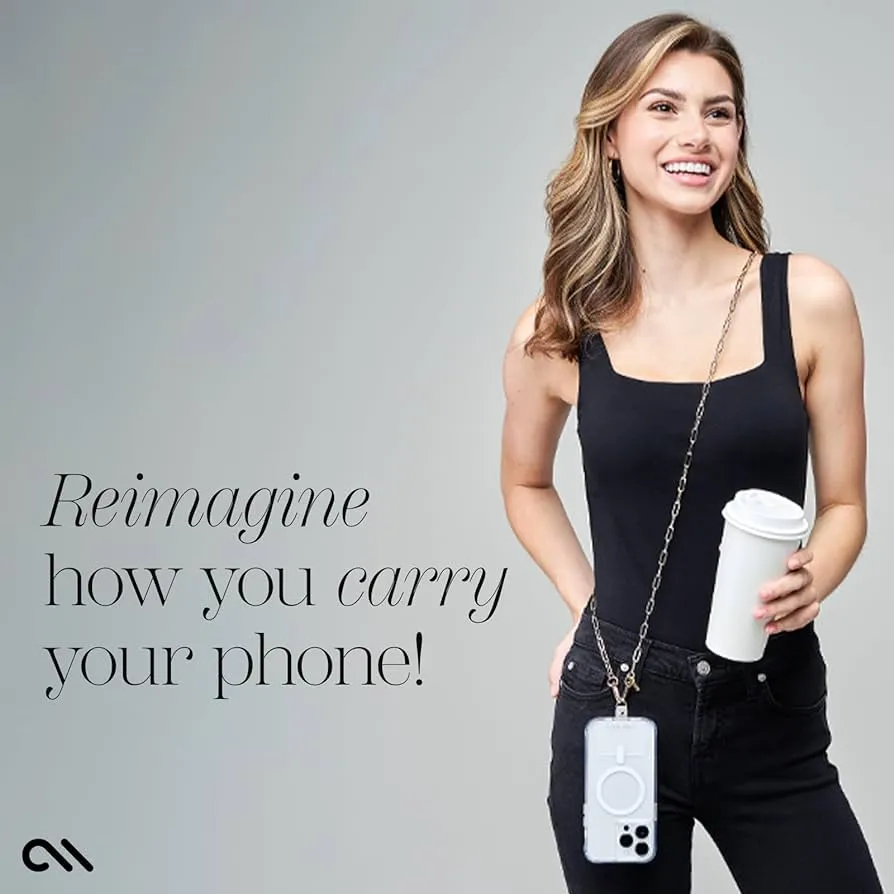 Hands-Free Cellphone Leather & Metal Chain Shoulder Strap